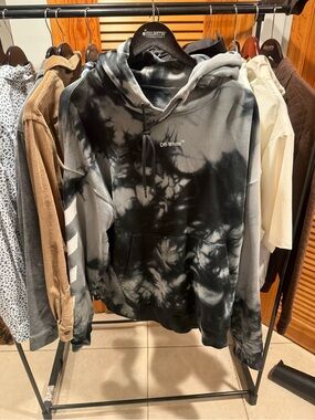 Off-White Black & Gray Tie-Dye Pullover Hoodie